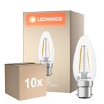 Mehrfachpackung 10x Ledvance Classic LED B22 Kerze Fadenlampe Klar 1.8W 250lm - 827 Extra Warmweiß | Ersatz Für 25W