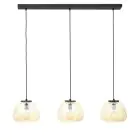 Brilliant Kaizen Pendelleuchte Glas Pendelleuchte Metall Schwarz Beige | Geeignet für 3x E27