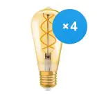 Mehrfachpackung 4x Osram Vintage 1906 LED E27 Edison 4.5W 820 Fadenlampe Gold | Dimmbar - Extra Warmweiß - Ersatz für 25W
