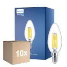 Mehrfachpackung 10x Philips MASTER LED E14 Kerze Fadenlampe Klar 5.9W 806lm - 922-927 Dim To Warm | Höchste Farbwiedergabe - Dimmbar - Ersatz Für 60W