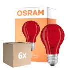 Mehrfachpackung 6x Osram LED Star Classic Decor E27 Birne Fadenlampe Matt 2.5W 45lm - Rot | Ersatz Für 7W