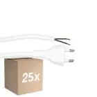 Mehrfachpackung 25x Noxion Euro Versorgungskabel - C7 Europlug + Offene Enden - Weiß 2m - 2 pole 0,75mm2