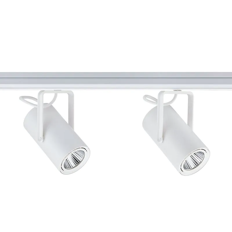 Zwei LED-Schienenstrahler an einer Stromschiene